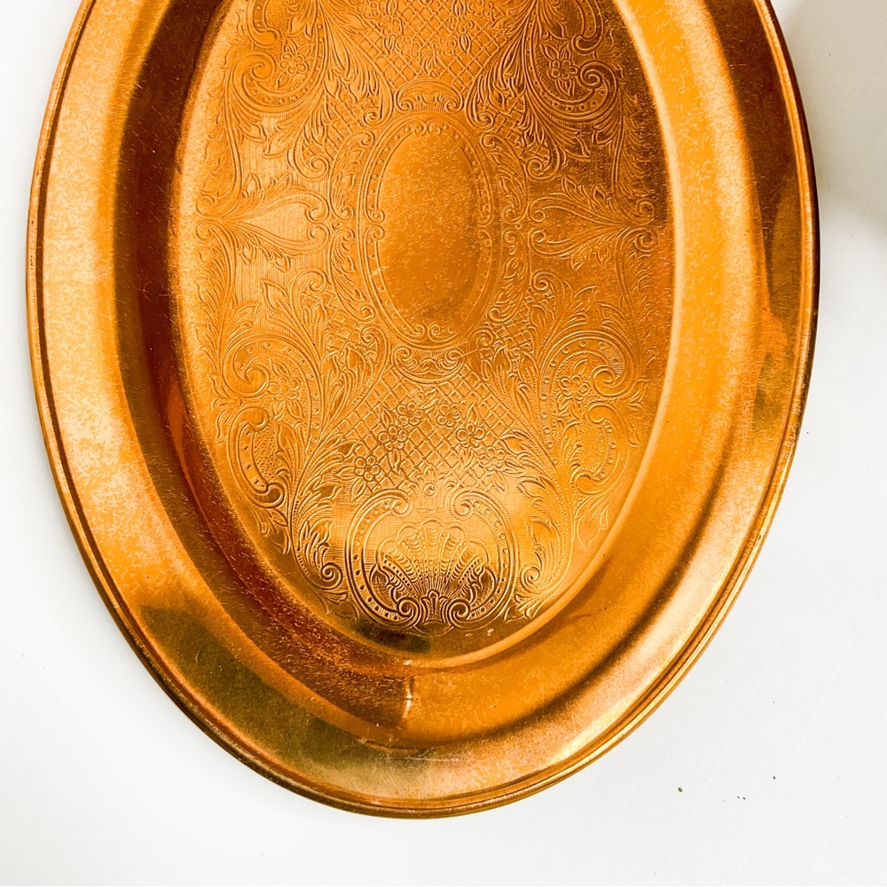 Vintage MCM Oval Copper Vanity Tray Serving Plate - Picture 2 of 6